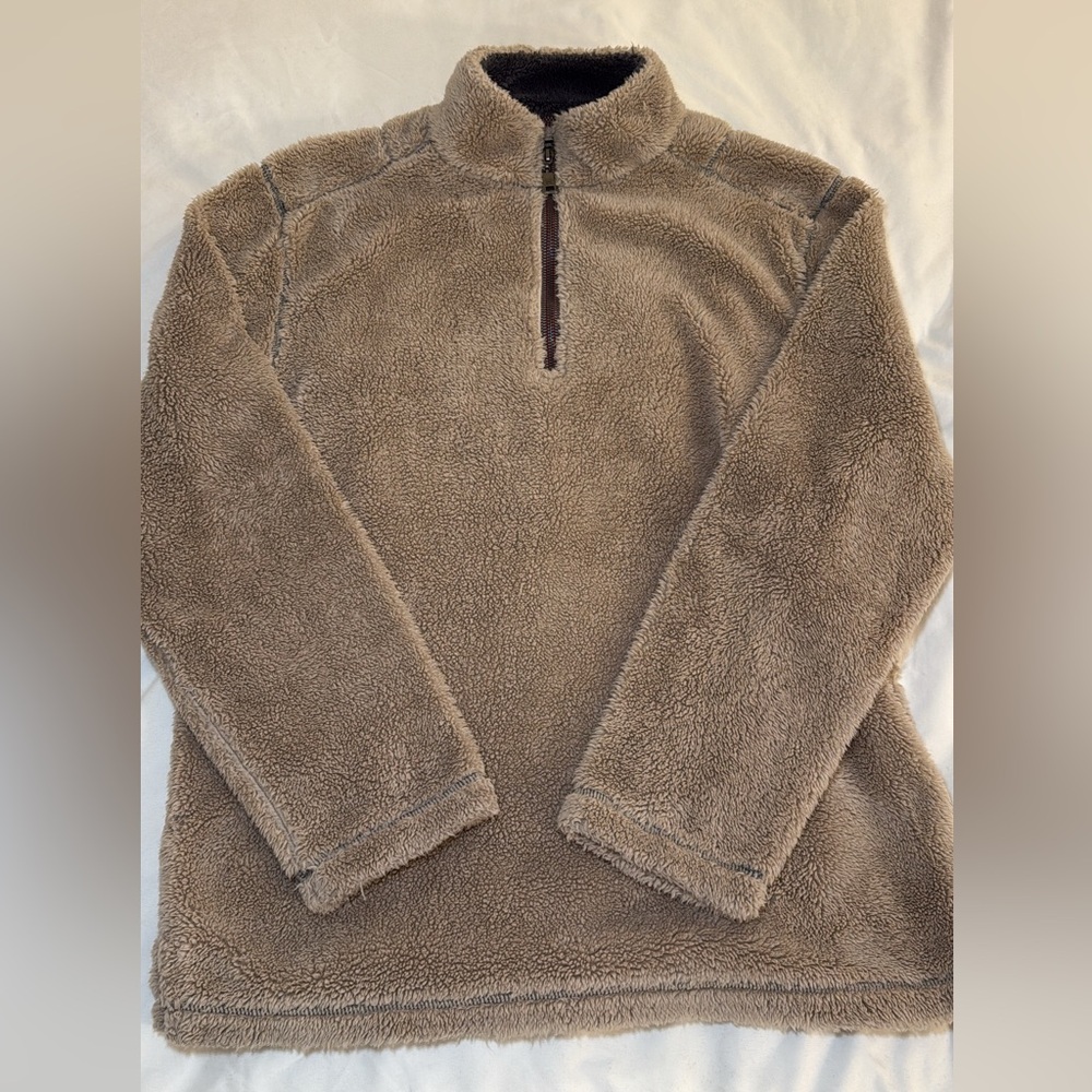 True Grit Men's Taupe Sherpa Zip-Up Pullover